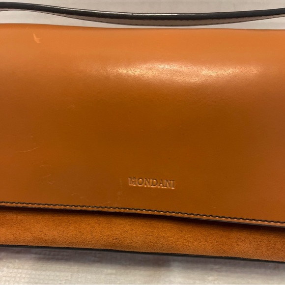 Montano New York - Simulated Leather Shoulder Bag Tan With Suede Insert - Picture 2 of 10